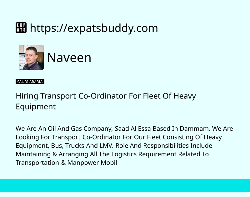 hiring-transport-co-ordinator-for-fleet-of-heavy-equipment