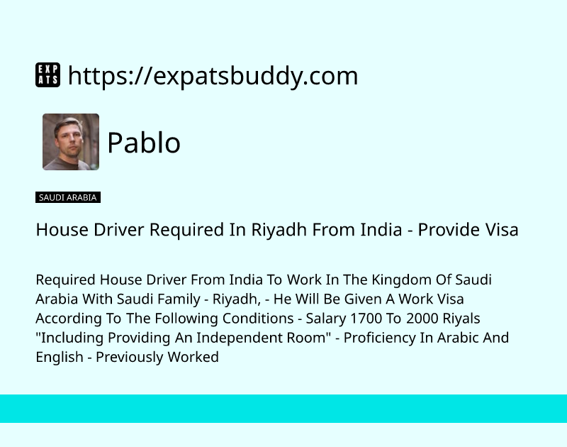 house-driver-required-in-riyadh-from-india-provide-visa