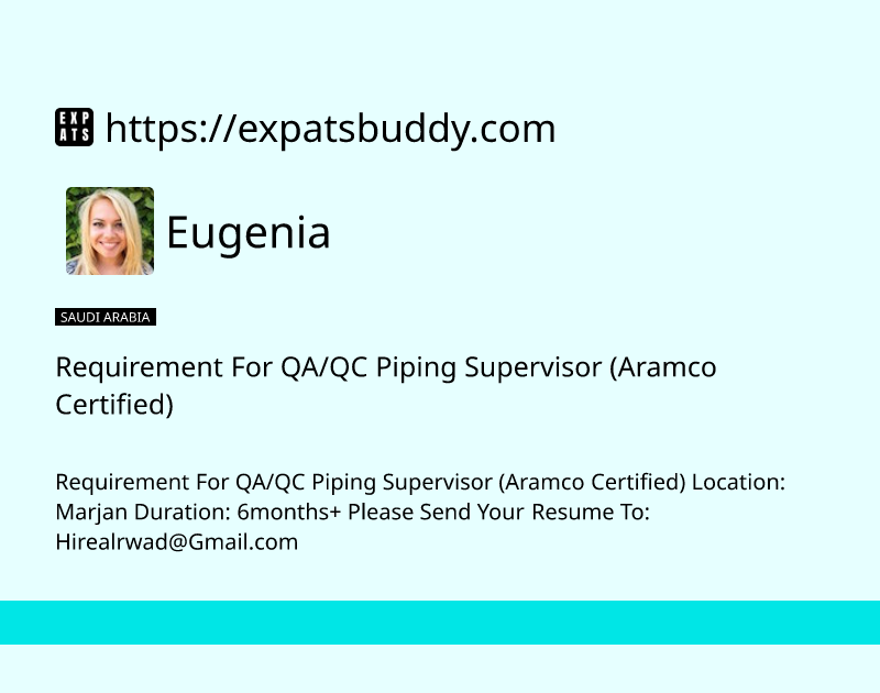 requirement-for-qaqc-piping-supervisor-aramco-certified